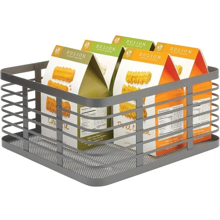 mDesign Allzweckkorb Gitterbox Drahtkorb Aufbewahrung 3er Set Metall Dunkelgrau – Bild 6