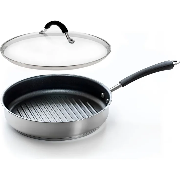 Coolinato Grillpfanne 2tlg Set 26cm Pfanne + Glasdeckel, (2-tlg)