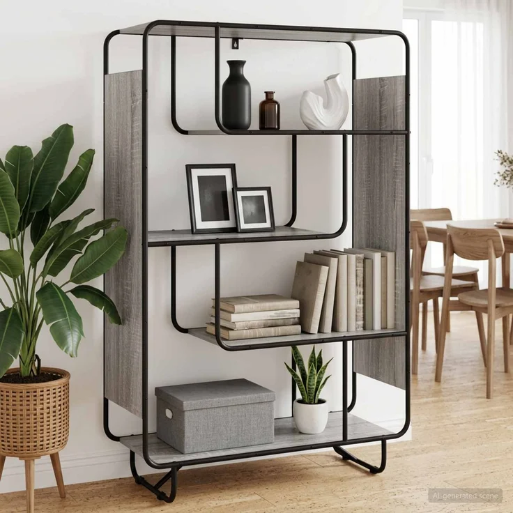 vidaXL Highboard Sonoma-Grau 93.5 x 37.5 x 144 cm Holzwerkstoff 8007951 – Bild 1