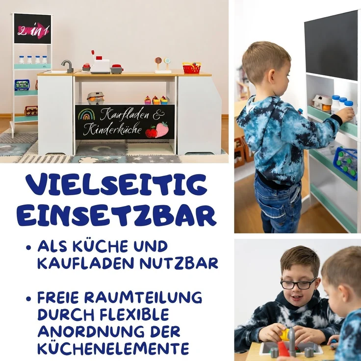 Coemo Spielküche Ida 4er Set aus Holz 4-tlg. Kinderküche in Türkis – Bild 3