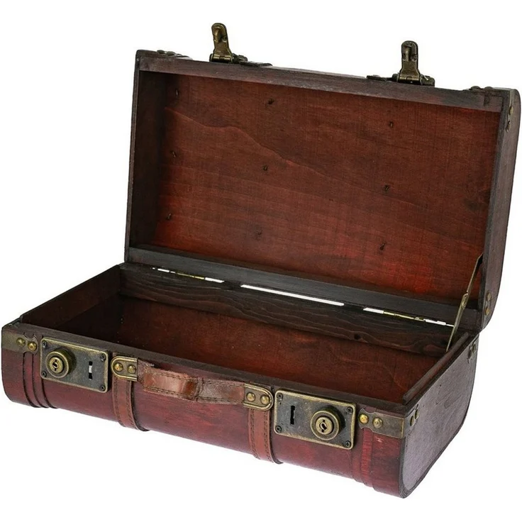 HMF Schatzkiste Schatztruhe aus Holz mit dekorativen Schnappverschlüssen (1 St), Vintage Koffer, 40 x 23,5 x 16,5 cm, Peru – Bild 3