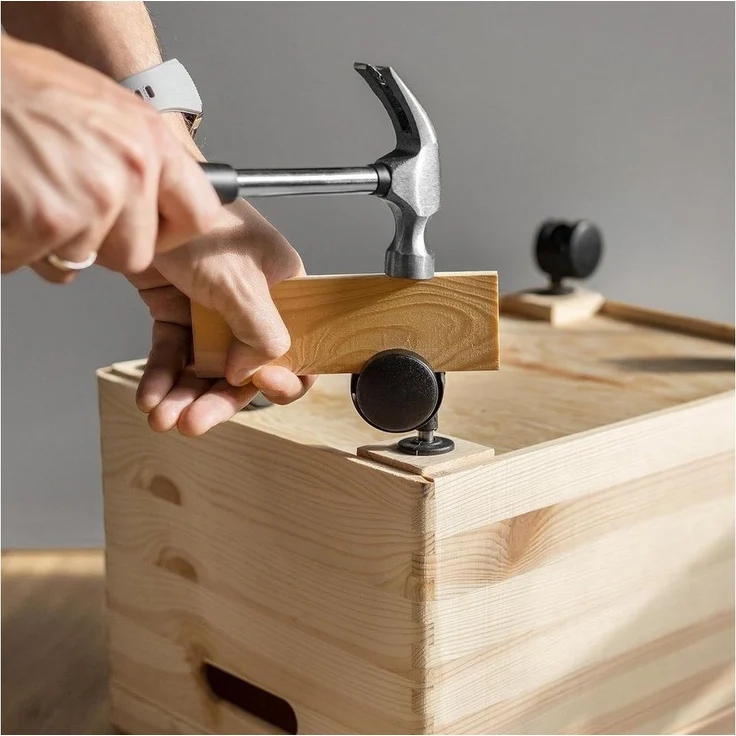 Creative Deco Holzkiste mit Deckel und Rollen Natur – Bild 2