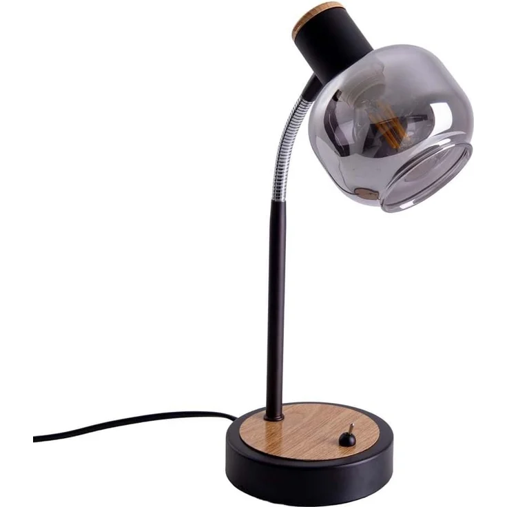 näve Tischleuchte Fumoso, Ein-/Ausschalter, Leuchtmittel wechselbar, ohne Leuchtmittel, Tischleuchte >>Fumoso<<,excl. 1xE14 max. 40W,schwarz/natur,Smoking Glass – Bild 1