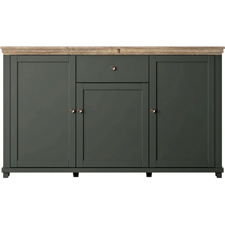 Lomadox Sideboard EPSOM-83, grün mit Lefkas Eiche Nb. Knopfgriffe messingfarben 160/93/42 cm – Bild 2