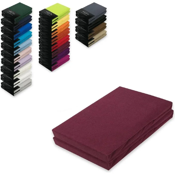 Doppelpack Jersey Spannbettlaken 140 - 160 x 200 cm Bordeaux