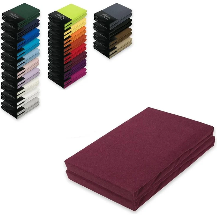Doppelpack Jersey Spannbettlaken 140 - 160 x 200 cm Bordeaux – Bild 1