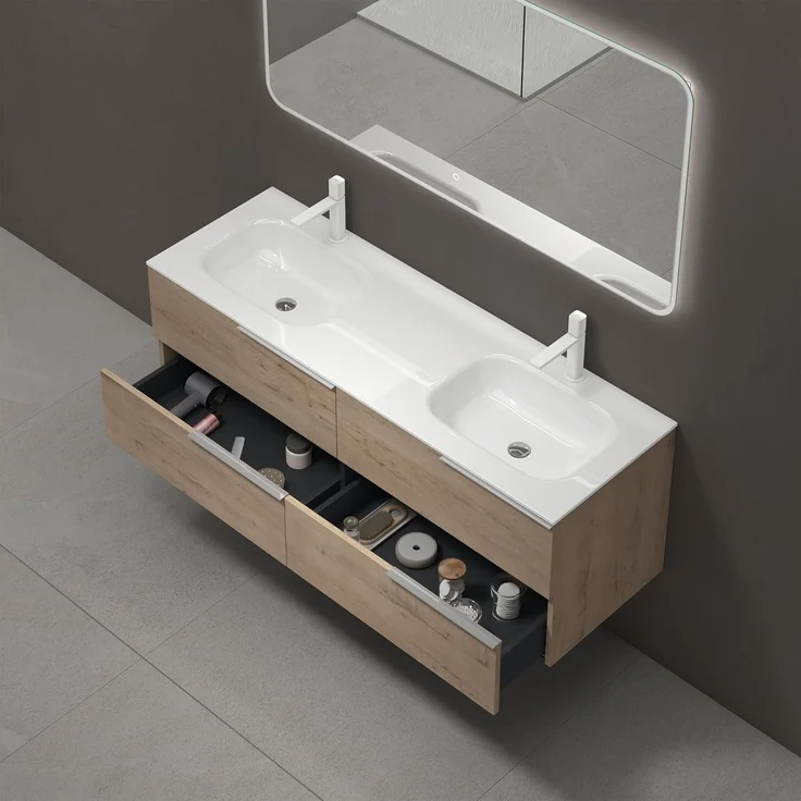 doporro Badmöbel-Set Waschbeckenunterschrank aus Mineralguss Soft-Close Vanessa – Bild 6