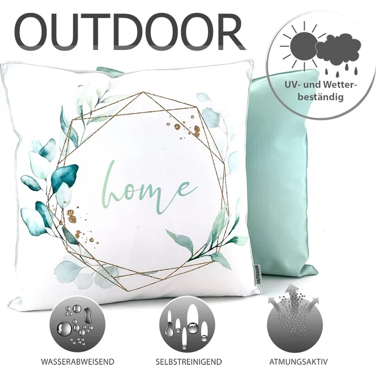 heimtexland Â® Outdoorkissen Lotus Effekt 45x45 Garten Dekokissen Wasserabweisend Outdoor Lounge Deko Kissen Typ742 Eukalyptus Home – Bild 2