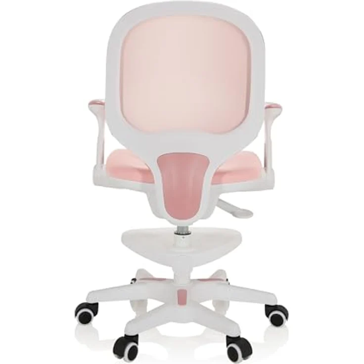 hjh OFFICE 736412 Kinder Schreibtischstuhl Kid Ergo Stoff/Netz Kinderstuhl mit Fußablage, Armlehnen klappbar, Rosa/Weiß – Bild 10