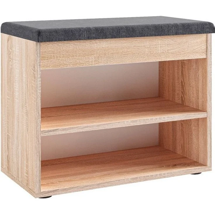 KOMTO Schuhschrank Schuhbank mit Sitzfläche Schuhschrank mit Sitzbank Flur Bank Sofia Eiche 60 x 48 x 32 cm – Bild 2