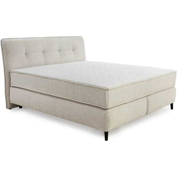 Boxspringbett 180x200 Federkern-Wendematratzen H3/H4 Bonell Flachgew. Beige Grau – Bild 1