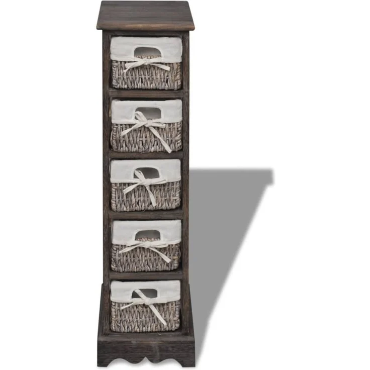 vidaXL Korbregal Holz mit 5 Körben Braun 240801 – Bild 3