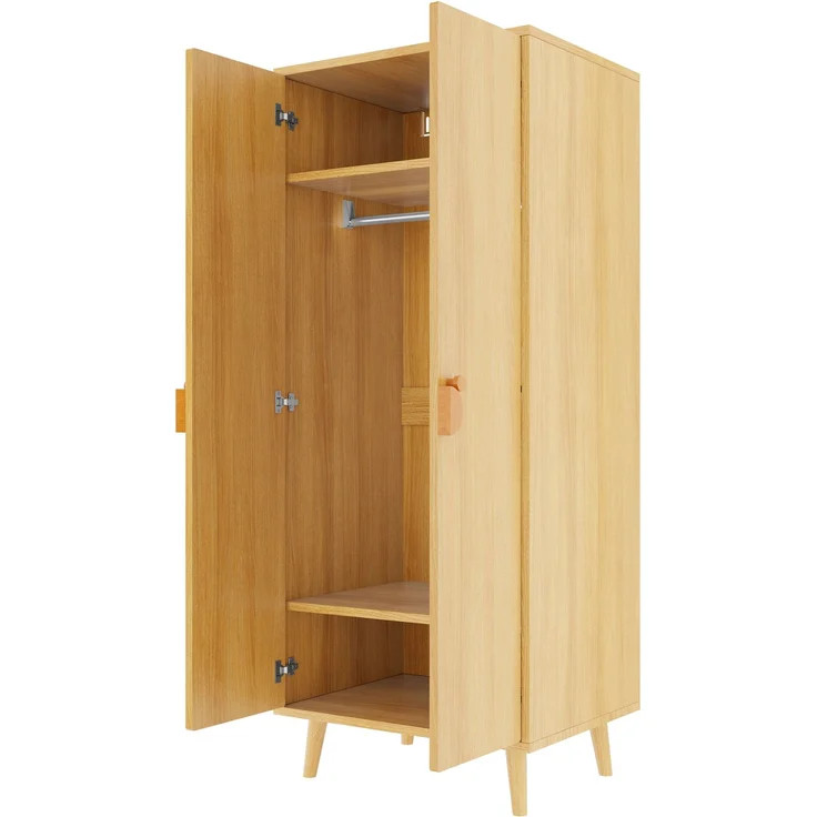 Kleiderschrank 70x55x170 cm mit Doppeltüren, Stauraum und erhöhten Füßen, Holzfarbe – Bild 5