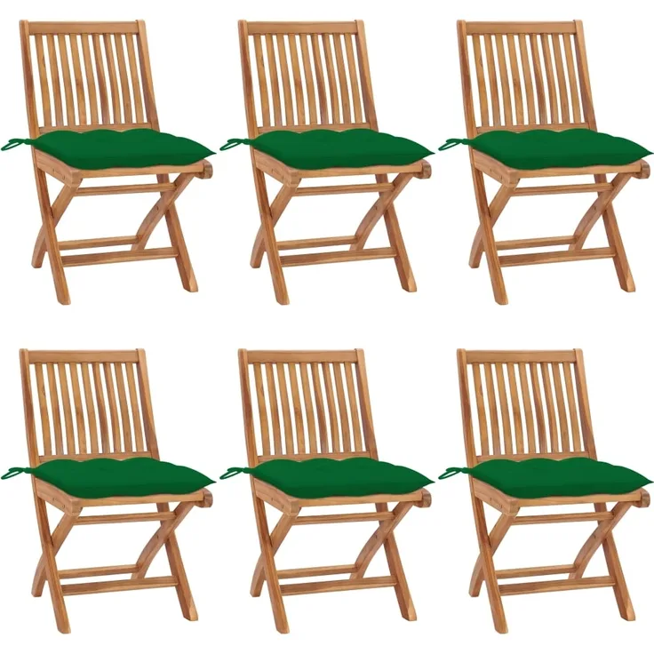Klappbare Gartenstühle mit Kissen 6 Stk. Massivholz Teak 3072854