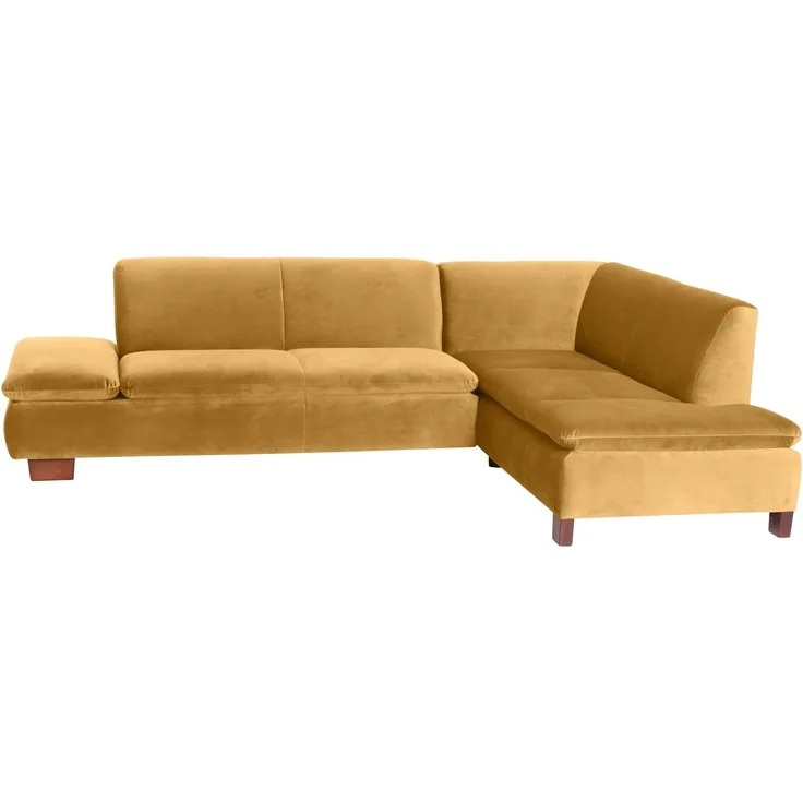 Ecksofa mit Ottomane rechts Kaye Bezug Samtvelours Buche nussbaum dunkel / mais 23084
