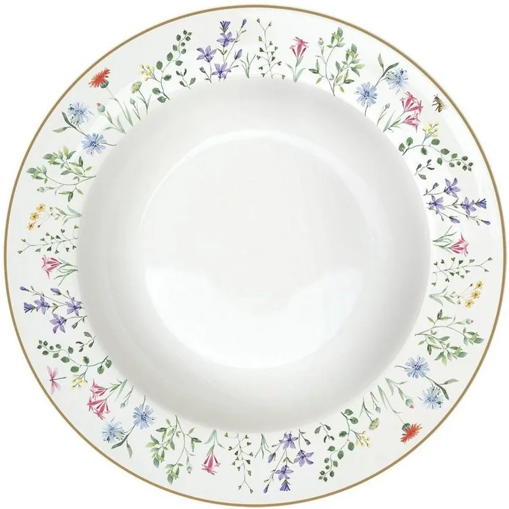 EasyLife Suppenteller Fleurs et Citrons, Spülmaschinengeeignet, Mehrfarbig, Motiv: Zitronen, Höhe: 3.5cm
