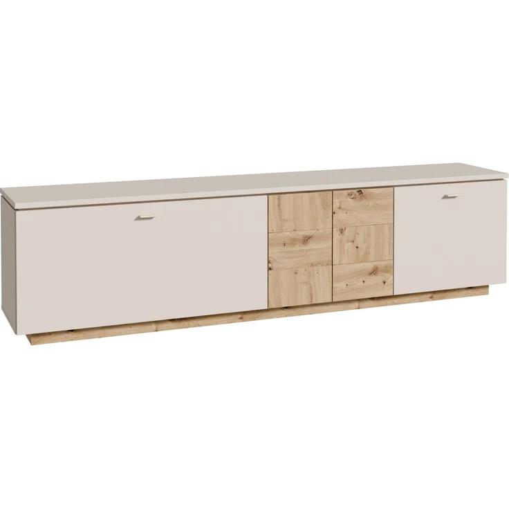 Lowboard >LOUOTO< 2 Türen, 1 Klappe, sandfarbig/Artisan Eiche - 224,8x57,7x41,6cm BxHxT – Bild 3