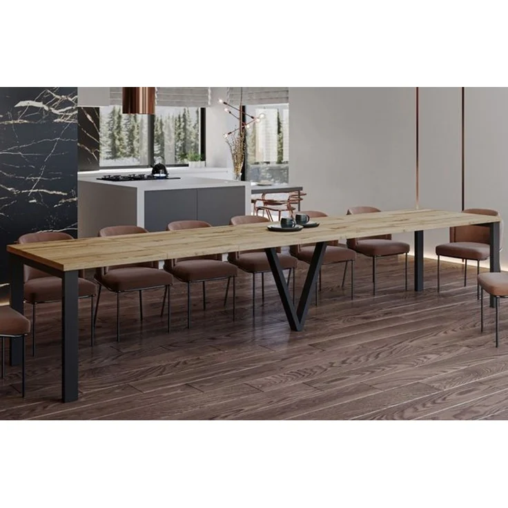 Endo-Moebel Esstisch Titan XXL 130-405 cm, Metallgestell, ausziehbar, 400cm Esstisch XXL 14 Personen riesiger Tisch 4m – Bild 3