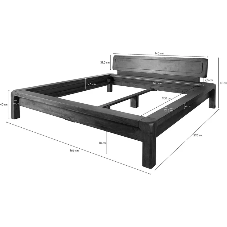 Bett Sheesham 140x200x80 braun geölt BUENO #004 – Bild 7