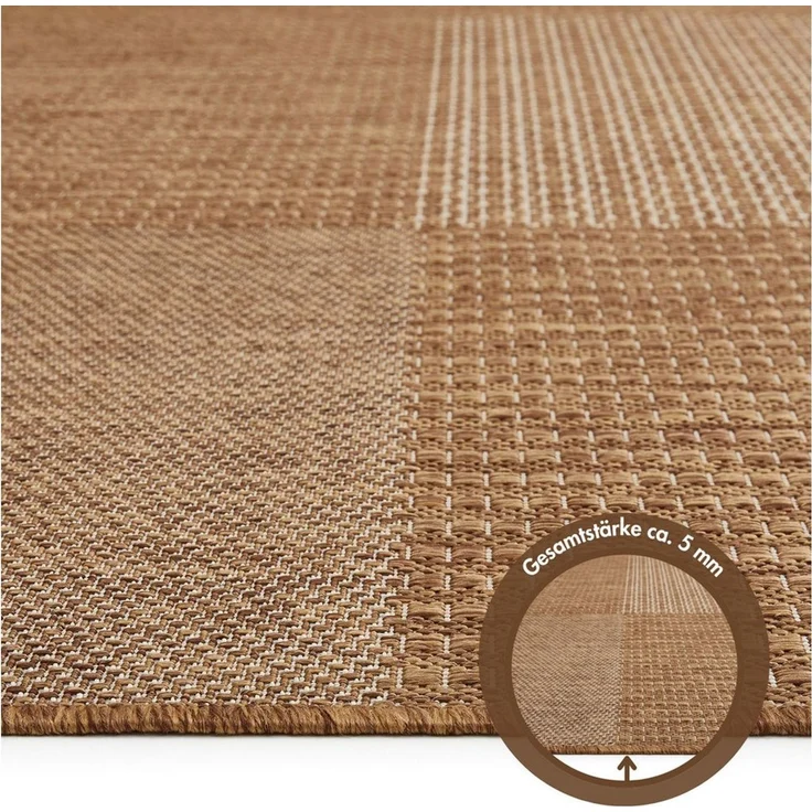 andiamo In- und Outdoor Teppich wetterfest Arizona - Balkon Teppich wasserfest Outdoor-Teppich auch nutzbar als Wohnzimmerteppich oder Küchenteppich Braun 67x140 cm – Bild 3