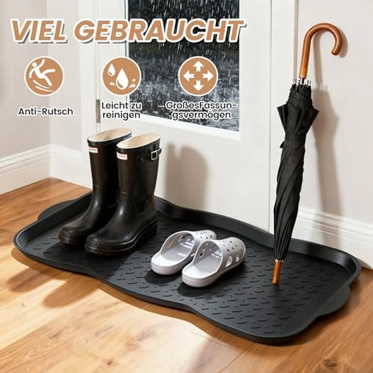 IMMCUTE Schuhabtropfschale 75,5x38x3,5cm, Waschbare Schmutzfangmatte mit Hohem Rand für Flur und Schuhschrank, Vielseitig einsetzbar – Bild 4