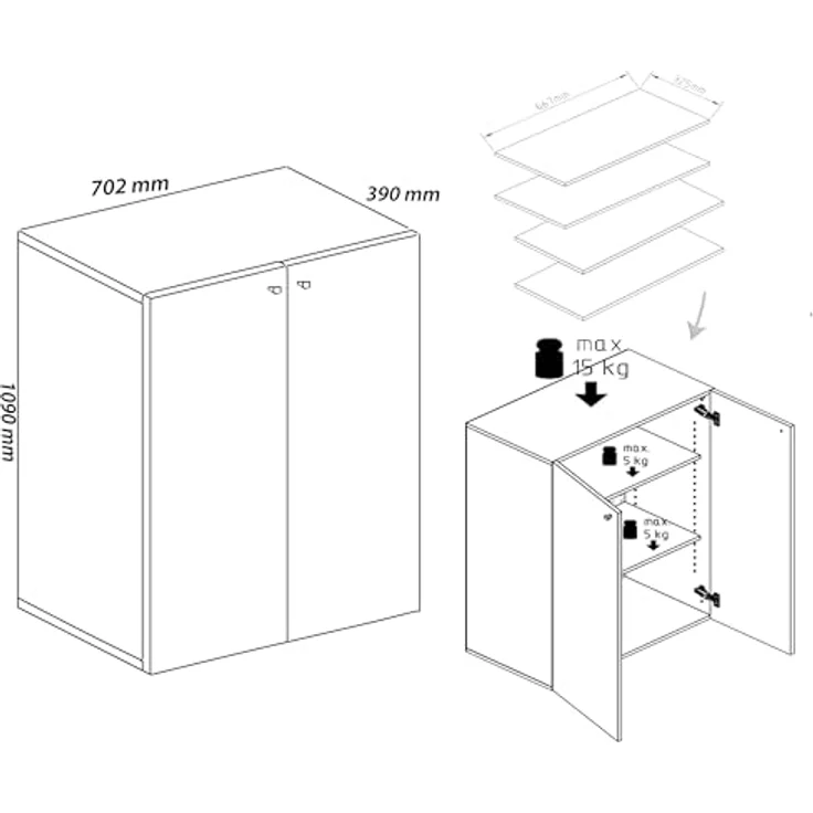 MID.YOU Schuhschrank, Weiß, Kunststoff, 4 Fächer, Drehtüren, 70x110x39 cm, Schuhaufbewahrung – Bild 3
