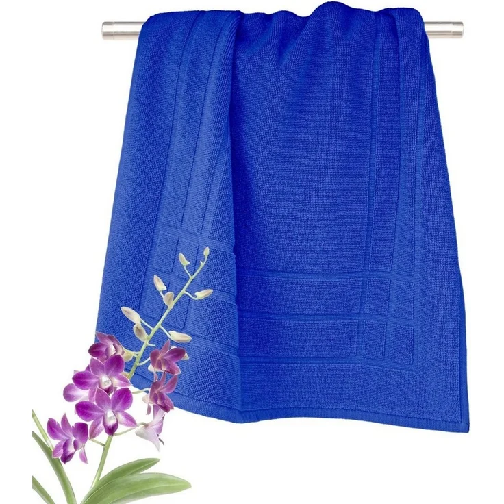 Lashuma Badematte Pure, Höhe 5 mm, schnell trocknend, Baumwolle, rechteckig, Bad Läufer in blau 50x70 cm Baumwolle – Bild 2