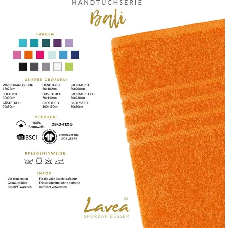 Lavea Waschhandschuh Bali, 16x22cm aus 100% Bio-Baumwolle, einzigartig weiche Waschhandschuhe mit Aufhänger (Set, 2-St), hochwertige und nachhaltige Premium Waschlappen - schonende Reinigung – Bild 2