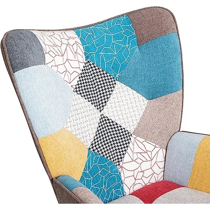 Gardenia Quebec Patchworks Patchwork Sessel 69 x 75 x 95 - Modern, Multicolored, Geometrisch, Buche, Schaum, Entspannen, Ergonomisch – Bild 7