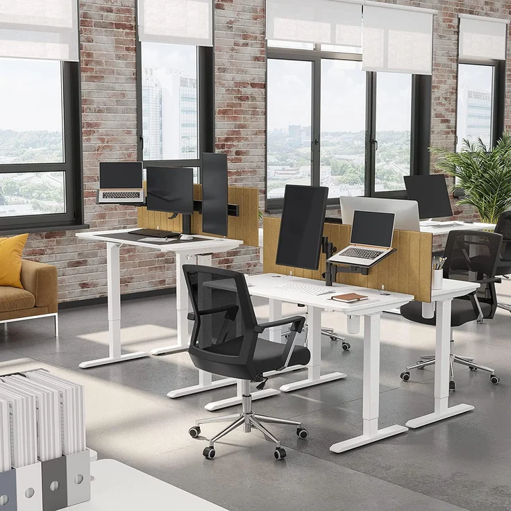 SONGMICS Höhenverstellbarer Schreibtisch elektrisch, Tischgestell, Schreibtischständer mit Motor, stufenlos verstellbar, 120 x 60 x (73-114) cm, Stahl, weiß LSD011W01 – Bild 2