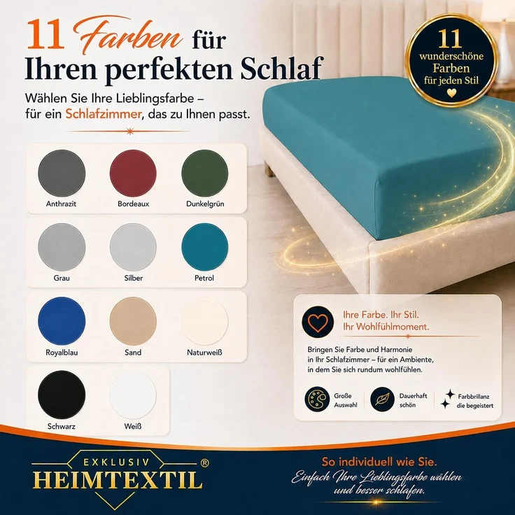 Jersey Spannbettlaken Deluxe 140 - 160 x 200 cm Petrol – Bild 9