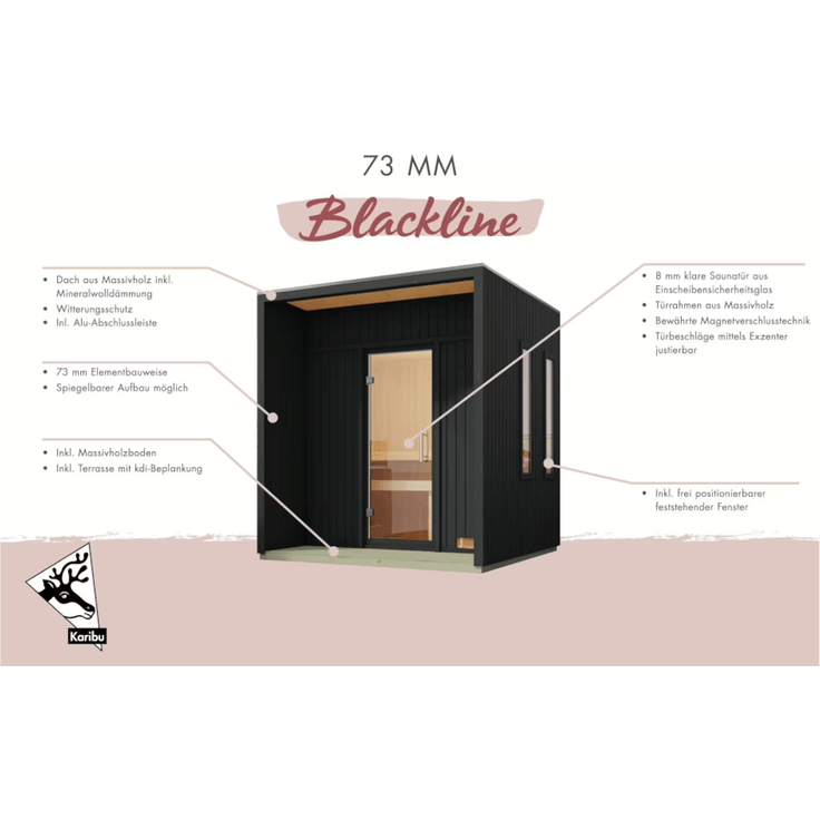 Karibu Sauna Arcadia ohne Ofen in zwei Farben erhältlich schwarz – Bild 5