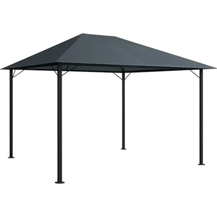 QUICK STAR Garten Pavillon Nizza 3x4m, stabiler Metallpavillon mit wasserabweisendem Dach in Grau, flexibles Aufbausystem – Bild 1