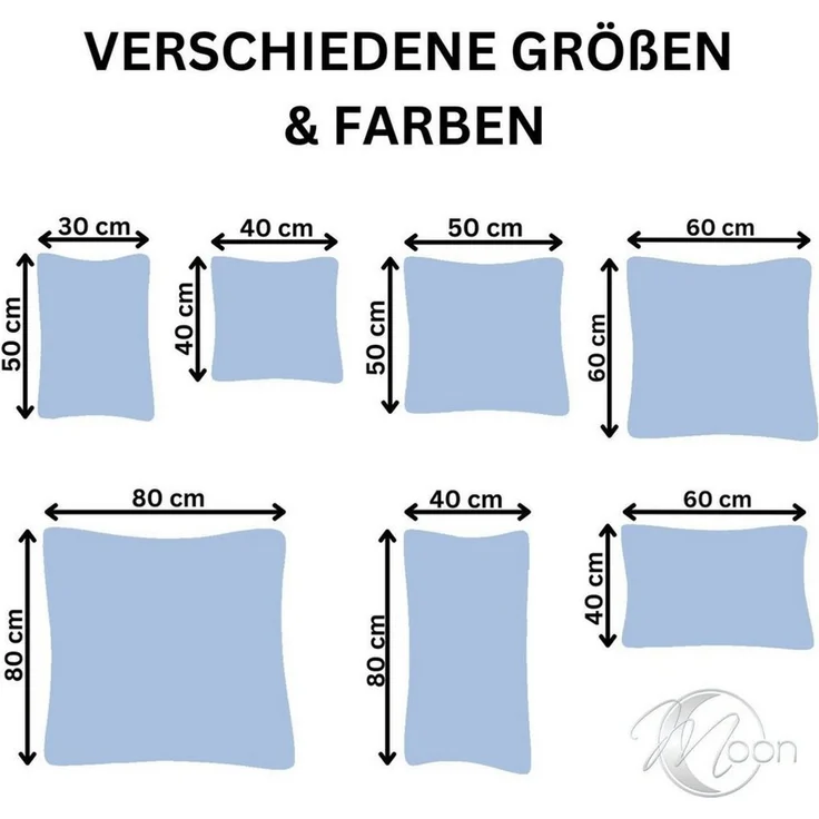 MOON Kissenbezug / Seitenschläferkissenbezug, 2er Pack, 100% Baumwolle, Linon, Hellblau, 40x40 – Bild 2