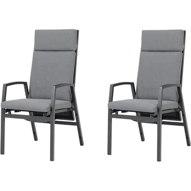 Gardissimo Gartenstuhl 2 er Set Vigo Lounge Stuhl Dining Alu Move Stapelstuhl (Spar-Set), verstellbare Rückenlehne stapelbar wetterfest 120 kg Tragkraft
