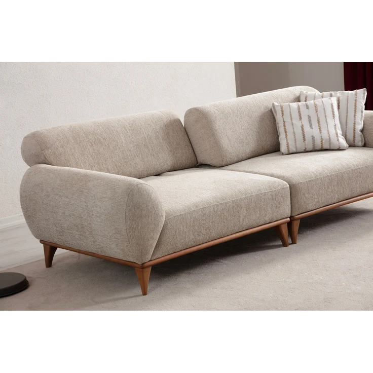 Sitzgruppe/Sofa Set - Wohnzimmergarnitur "Calathea" 3+2+1 + Hocker-Beige – Bild 12
