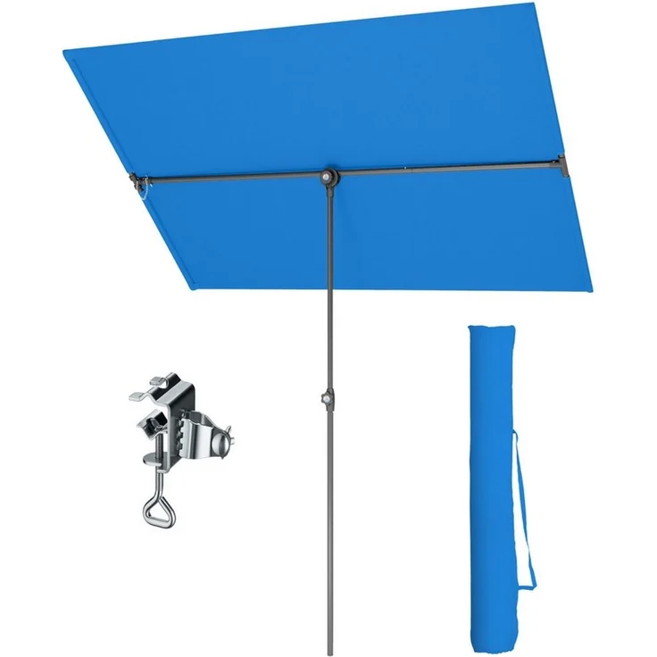 PHI VILLA Sonnenschirm, LxB: 180x130 cm, 360°Drehbar Sonnenschirm mit Hülle & klemme, Aluminium Balkonschirm Höhenverstellbar Windfest Stabil zum Mitnehmen – Bild 1