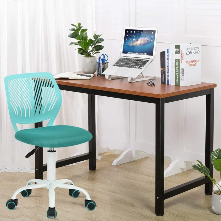 Verstellbarer Bürostuhl Stoff Aqua - Drehstuhl ohne Arm – Bild 6