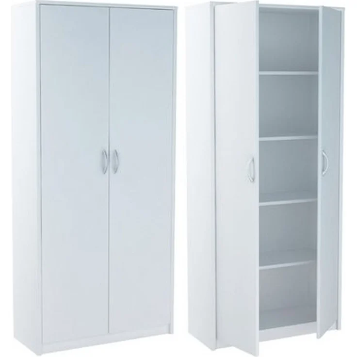Home Collective Mehrzweckschrank Aktenschrank mit 5 Fächern Haushaltsschrank (74 cm breit aus Laminatplatte und hochwertigen Polymergriffen) in mattem Finish mit 4 Einlegeböden und 2 Türen weiß – Bild 4
