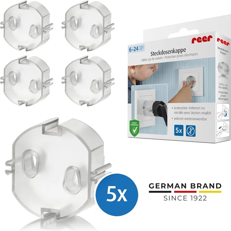 reer Steckdosenkappe transparent, 5 Stück – Bild 2