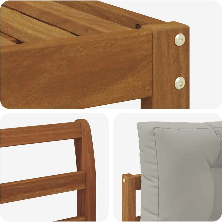 vidaXL Outdoor-Sofagarnitur 6 stk. 6-Sitzer Natur und Hellgrau 3367964 – Bild 5