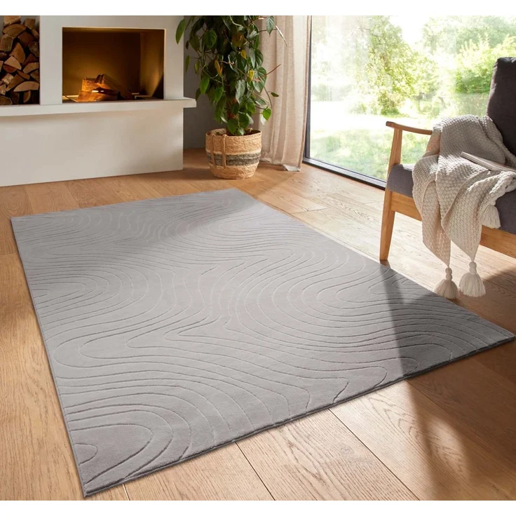 TaraCarpet Teppich TaraCarpet Homestyle 397 Organic, rechteckig, Höhe: 10 mm, Organic hoch-tief weich waschbar grau 50x80 – Bild 1