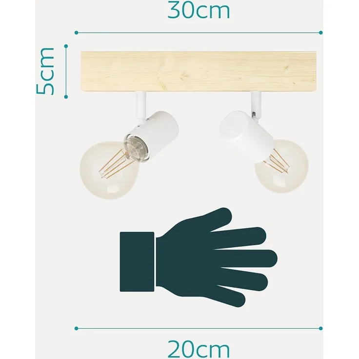Eglo 33169 TOWNSHEND 3 braun, weiß L:30cm B:5cm – Bild 6
