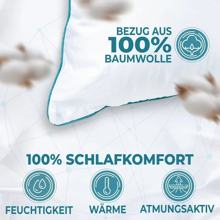 KNERST Kopfkissen Kopfkissen Fitform Technologie 100% Polyester, Füllung: FitForm Technologie – 100% Polyester, ergonomisches Schlafkissen ideal für jede Schlafposition, Kissen mit eleganter, grüner Biese – Bild 2