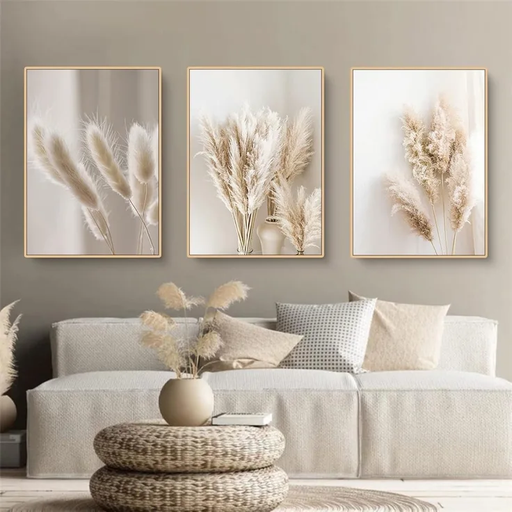 Poster 3er Schilf Pampasgras Boho Wohnzimmer B 21x30cm