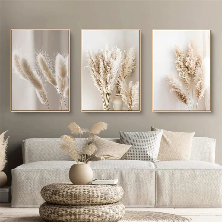 Poster 3er Schilf Pampasgras Boho Wohnzimmer B 21x30cm – Bild 1