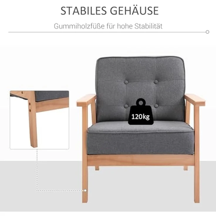 HOMCOM Sessel Polsterstuhl mit Armlehnen – Bild 5