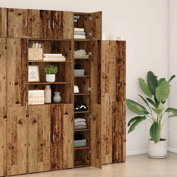 vidaXL Lagerschrank mit Regalen Altholz 30 x 42,5 x 225 cm 3365627 – Bild 4