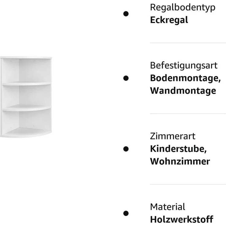 Wandregal Ecki Weiß 30 x 60 cm Vicco – Bild 8