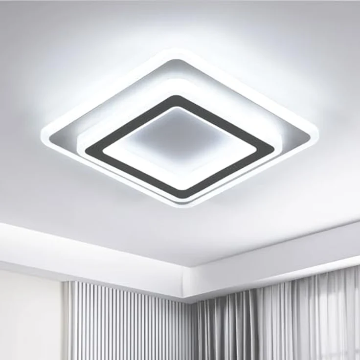 Goeco Moderne LED Deckenleuchte, 38W LED Deckenlampe Quadratisch, Acryl Deckenbeleuchtung für Wohnzimmer, Schlafzimmer, Bad, Flur, Küche, 6500 K Kaltesweiß – Bild 1